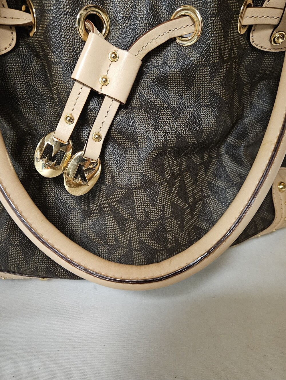 Vintage Michael Kors Signature Drawstring Bag Vintage Satchel - Picture 16 of 16